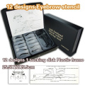 2015 Best permanent makeup eyebrow stencils kit with 12 designs eyebrow templates for sale